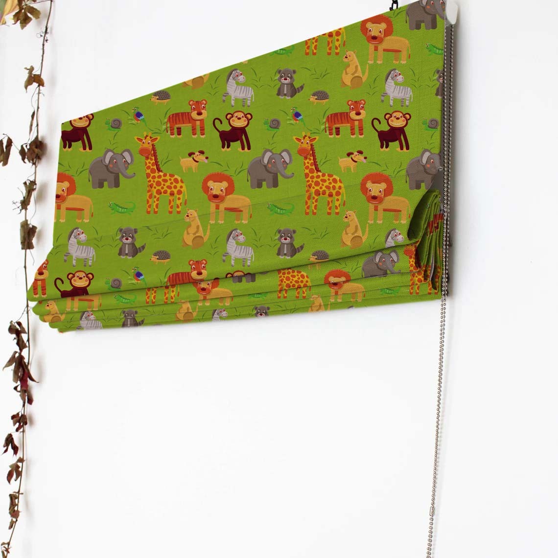 Jungle Dreams Kids Forest Green Satin Roman Blind (DS173A)