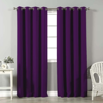 Jacquard Room Darkening Curtains in Grape Purple Set Of 2 - (P175)