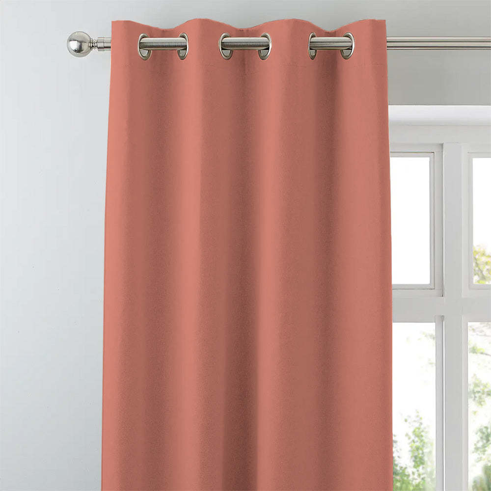 Jacquard Room Darkening Curtains in Grapefruit Pink Set Of 2 - (P18)