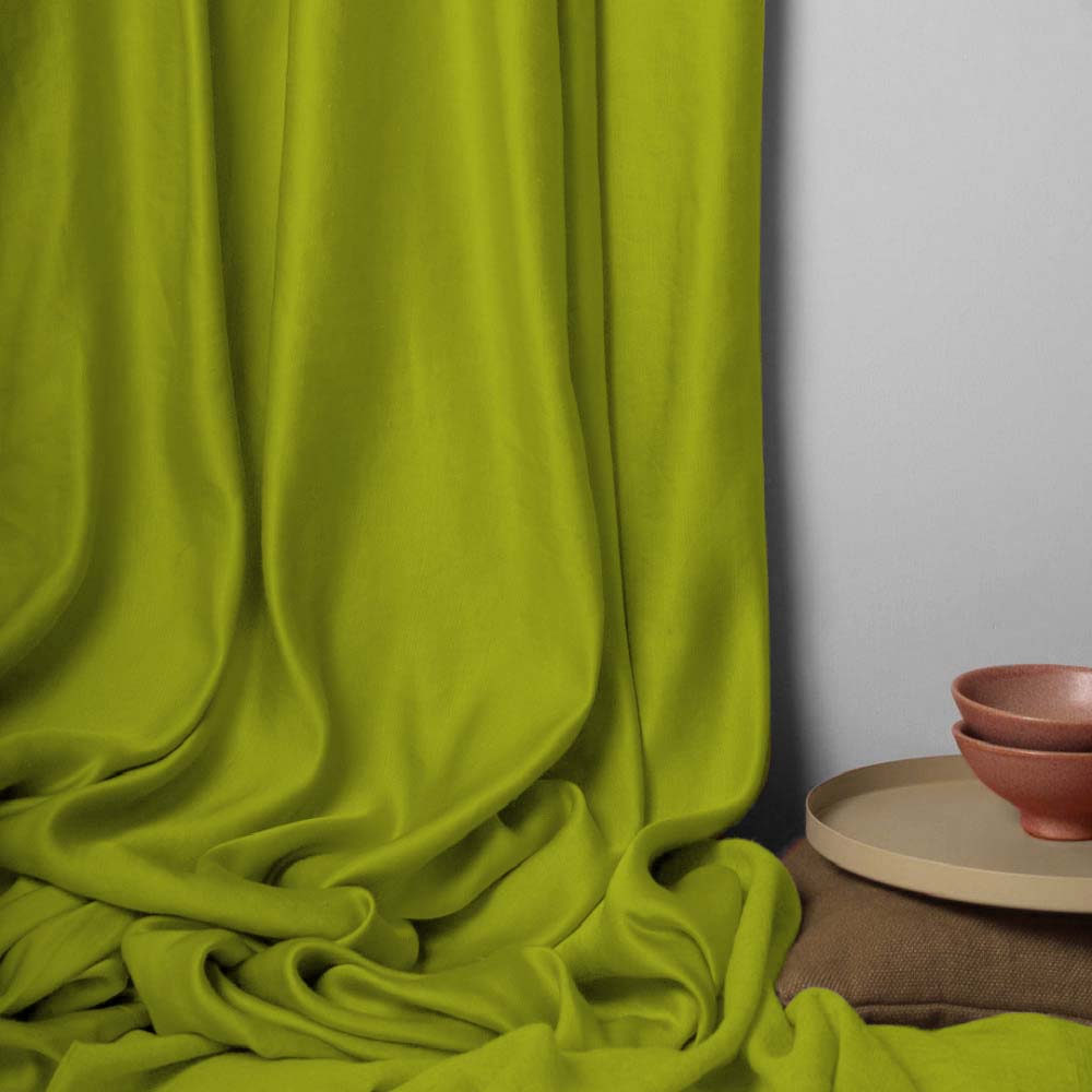 Jacquard Room Darkening Curtains in Leaf Green Set Of 2 - (P181)