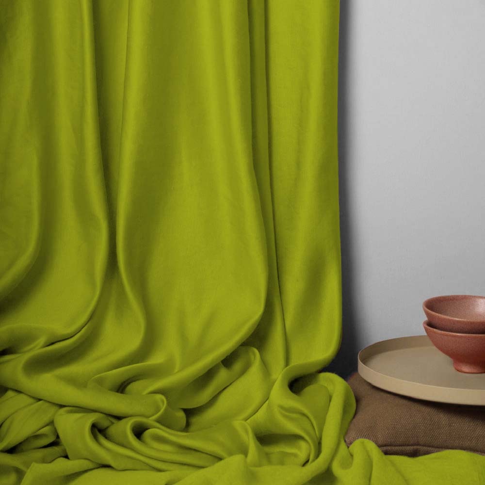 Jacquard Room Darkening Curtains in Leaf Green Set Of 2 - (P181)