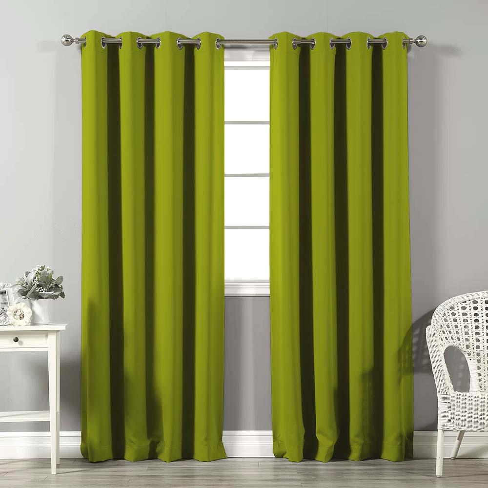 Jacquard Room Darkening Curtains in Leaf Green Set Of 2 - (P181)