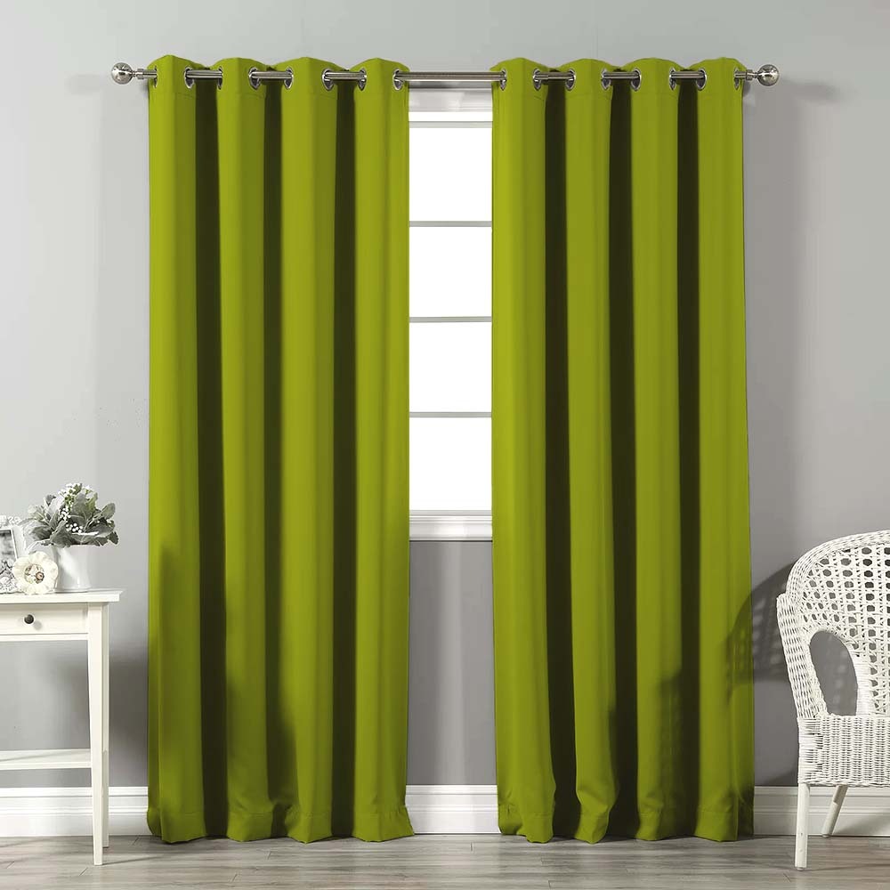 Jacquard Room Darkening Curtains in Leaf Green Set Of 2 - (P181)