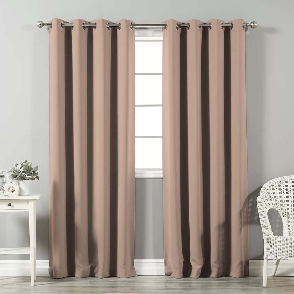 Jacquard Room Darkening Curtains in Latte Beige Set Of 2 - (P184)