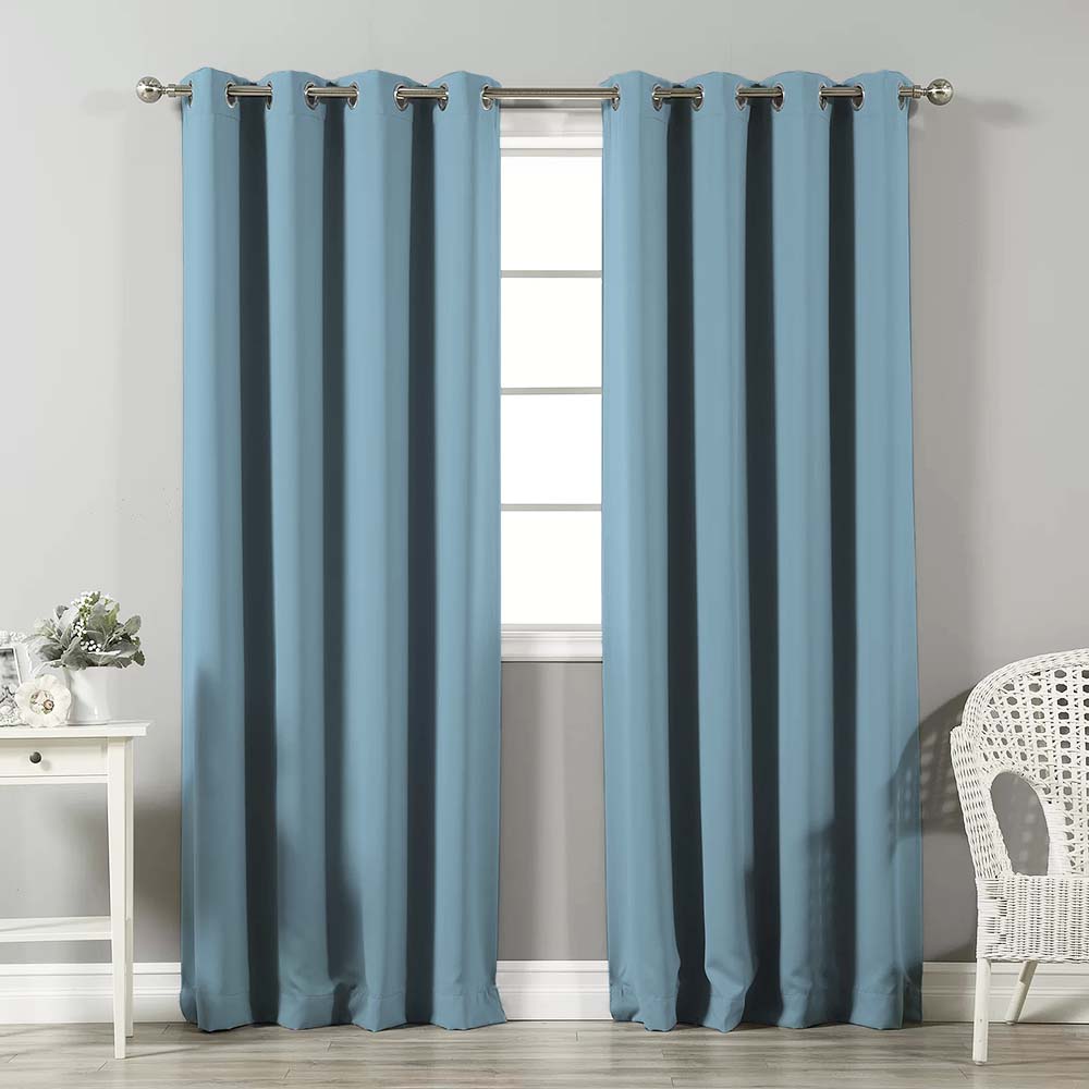 Jacquard Room Darkening Curtains in Marina Mist Blue Set Of 2 - (P188)