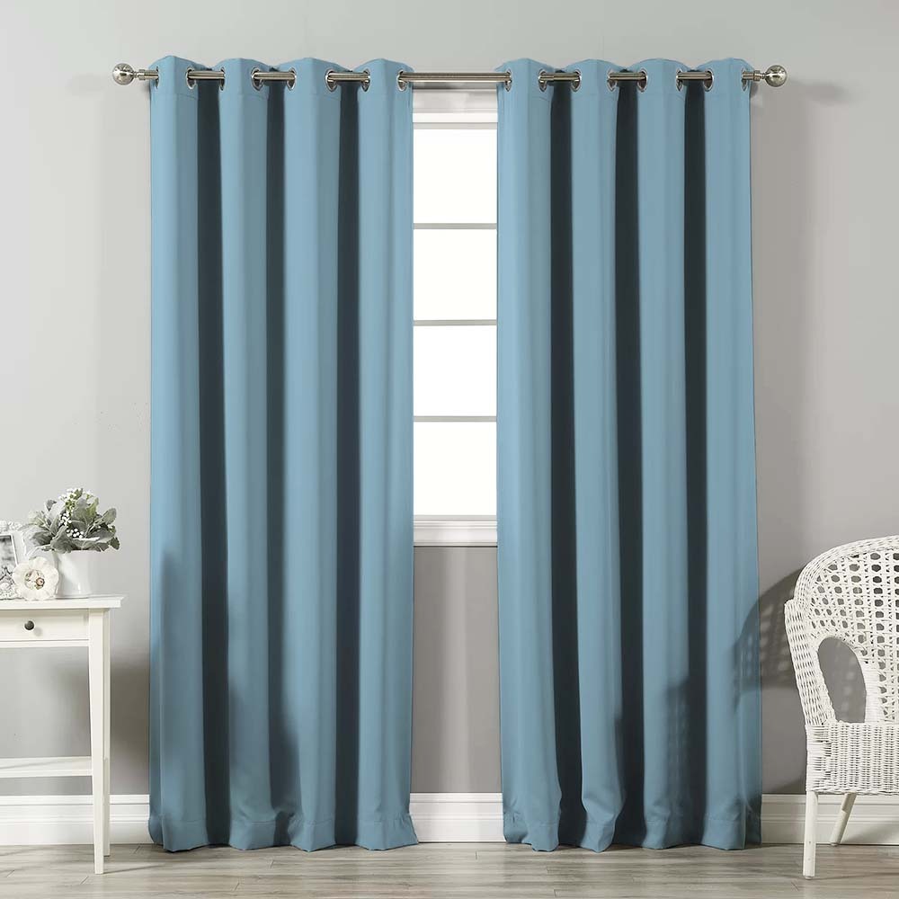 Jacquard Room Darkening Curtains in Marina Mist Blue Set Of 2 - (P188)