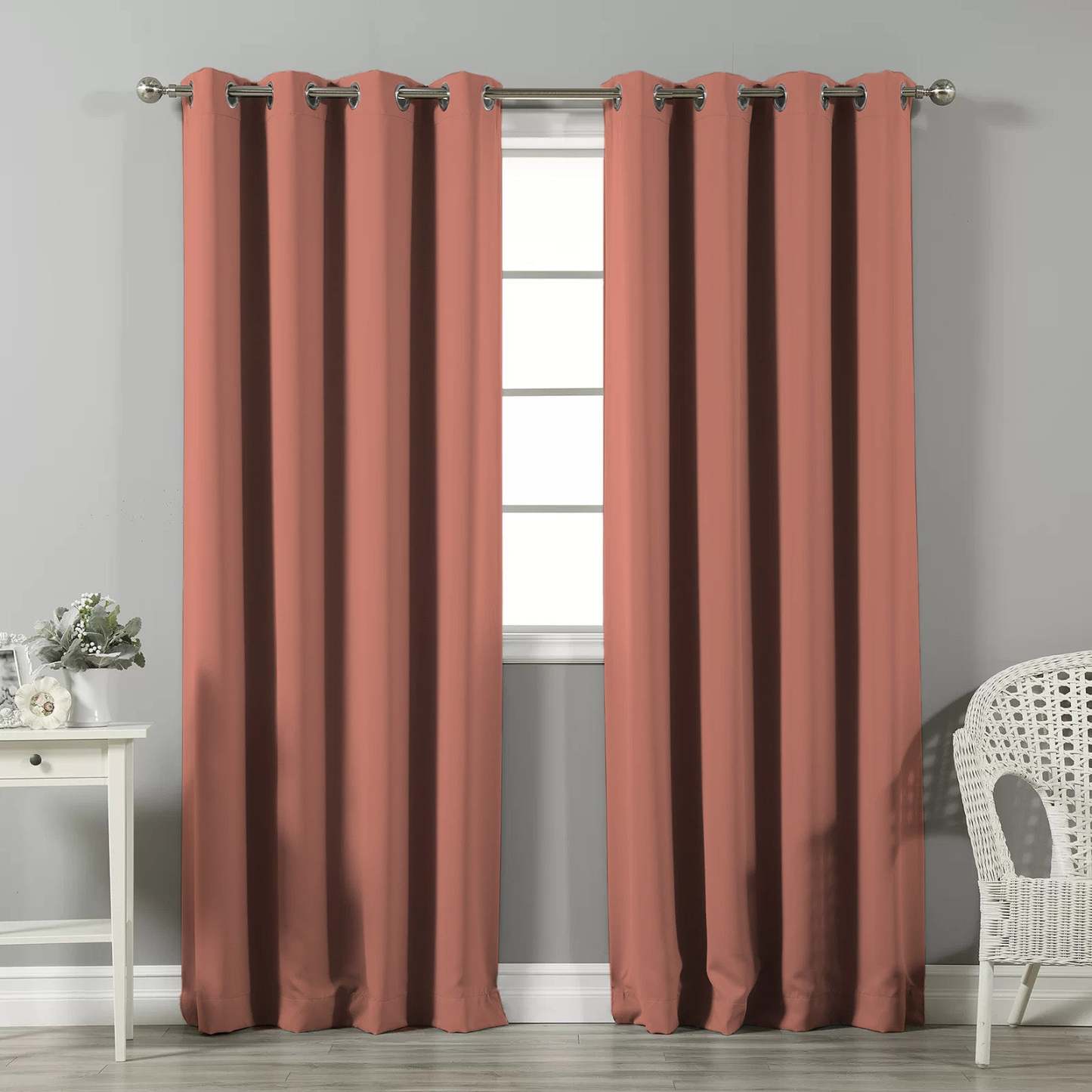Jacquard Room Darkening Curtains in Grapefruit Pink Set Of 2 - (P18)