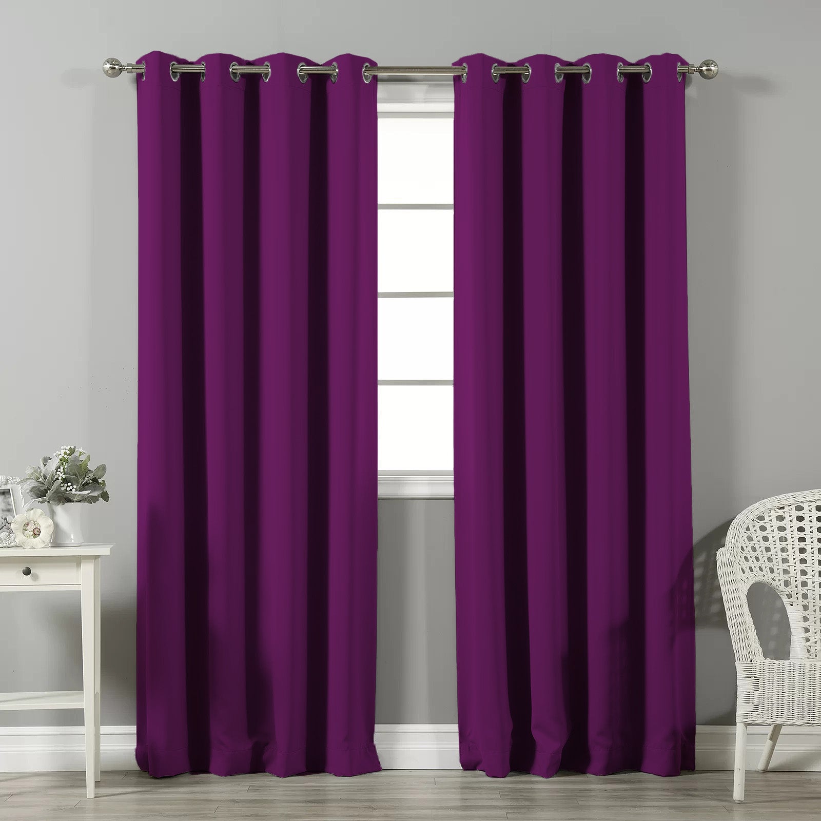 Jacquard Room Darkening Curtains in Macrew Purple Set Of 2 - (P19)