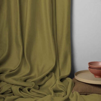 Jacquard Room Darkening Curtains in Mossy Meadow Green Set Of 2 - (P190)