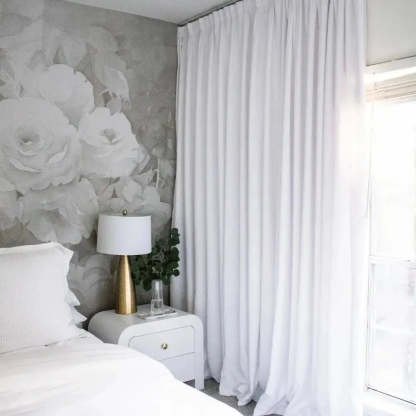 Liz Linen Drapery Pinch Pleat with Unlined - Snow White TWOPAGES