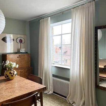 Liz Linen Extra Long Curtains Pleated -TWOPAGES