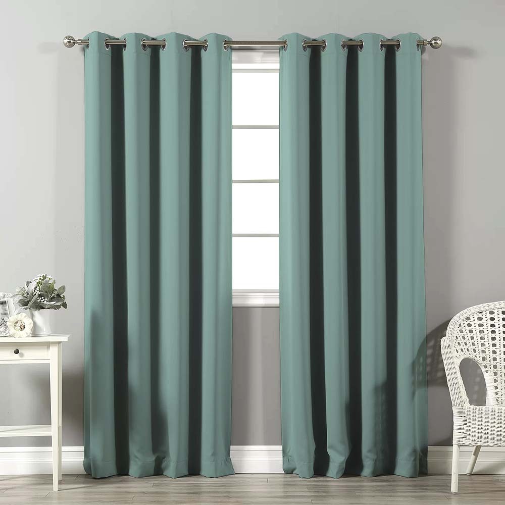 Jacquard Room Darkening Curtains in Volcano Lake Green Set Of 2 - (P191)