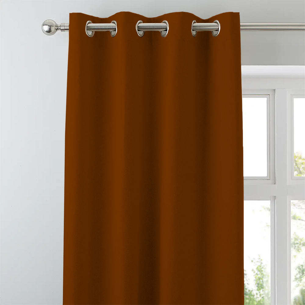 Jacquard Room Darkening Curtains in Clay Brown Set Of 2 - (P194)