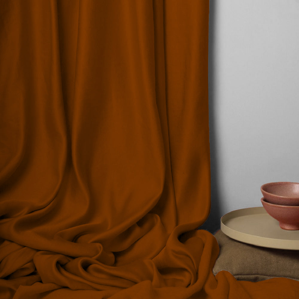 Jacquard Room Darkening Curtains in Clay Brown Set Of 2 - (P194)