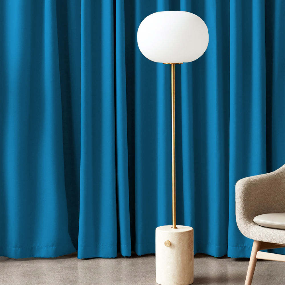 Jacquard Room Darkening Curtains in Arabian Blue Set Of 2 - (P196)