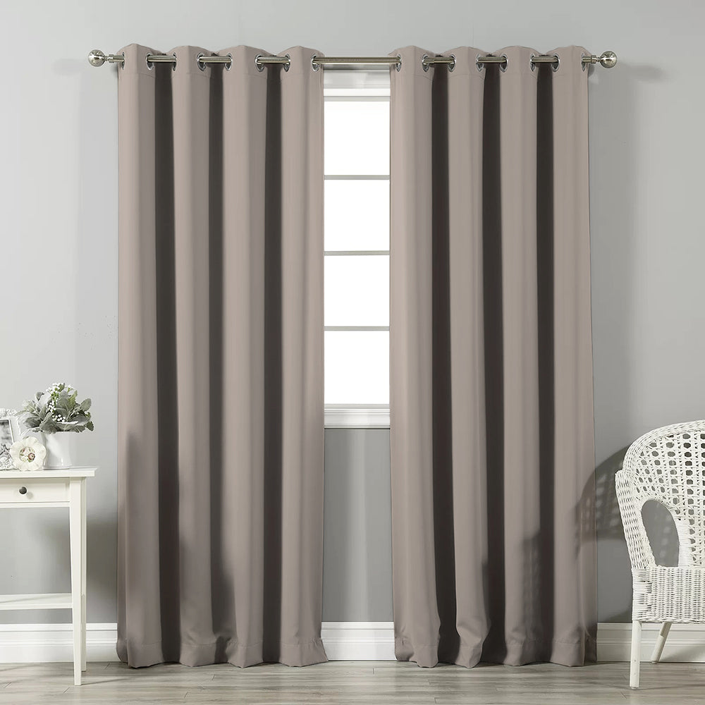 Jacquard Room Darkening Curtains in Pebble Grey Set Of 2 - (P198)