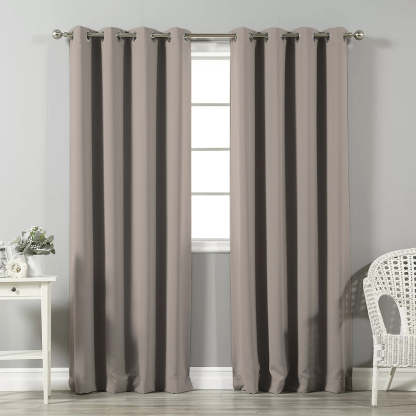 Jacquard Room Darkening Curtains in Pebble Grey Set Of 2 - (P198)
