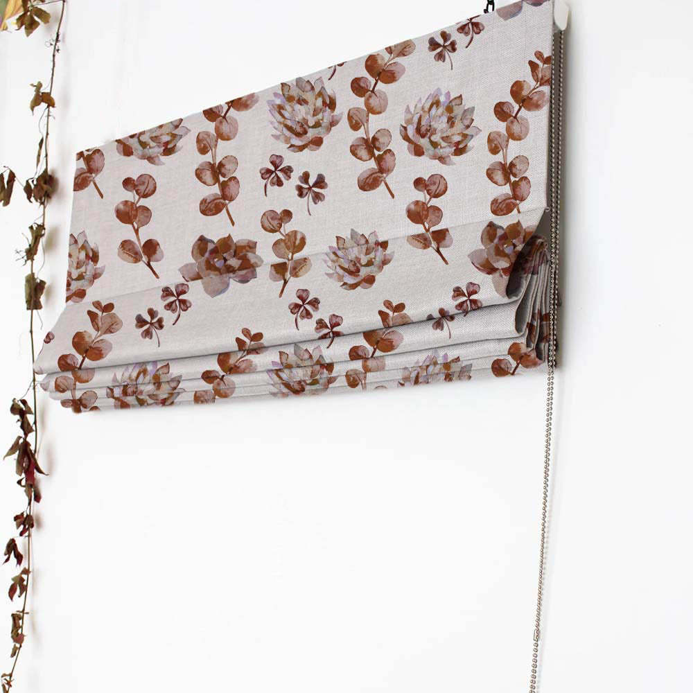 Dazzling Dahlias Floral Brown Satin Roman Blind (DS19B)