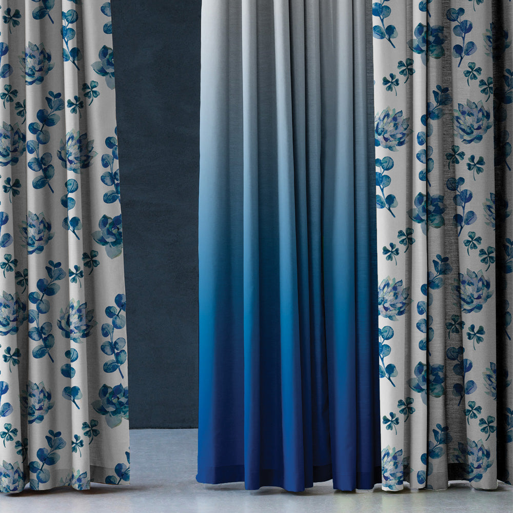 Midnight Mosaic Floral & Ombre Print Combination Room Darkening Curtains Set Of 4 Door Curtain - (19COMBRE23)