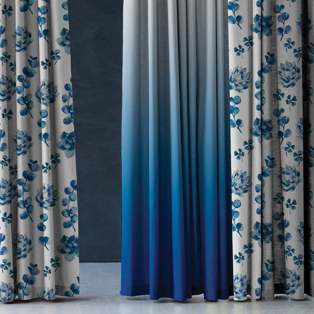 Midnight Mosaic Floral & Ombre Print Combination Room Darkening Curtains Set Of 4 Door Curtain - (19COMBRE23)