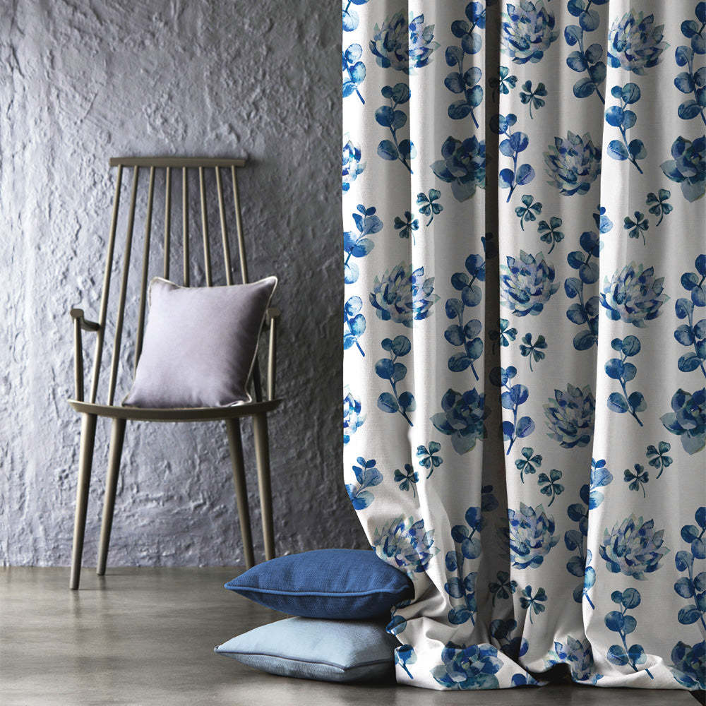 Midnight Mosaic Floral & Ombre Print Combination Room Darkening Curtains Set Of 4 Door Curtain - (19COMBRE23)