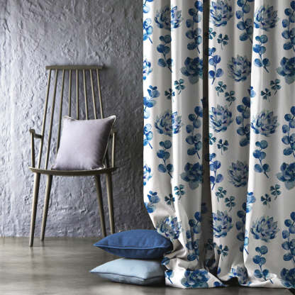 Midnight Mosaic Floral & Ombre Print Combination Room Darkening Curtains Set Of 4 Door Curtain - (19COMBRE23)