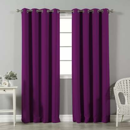 Jacquard Room Darkening Curtains in Macrew Purple Set Of 2 - (P19)