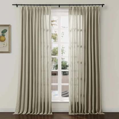 Ron Linen Cotton Herringbone Curtain Pleated TWOPAGES