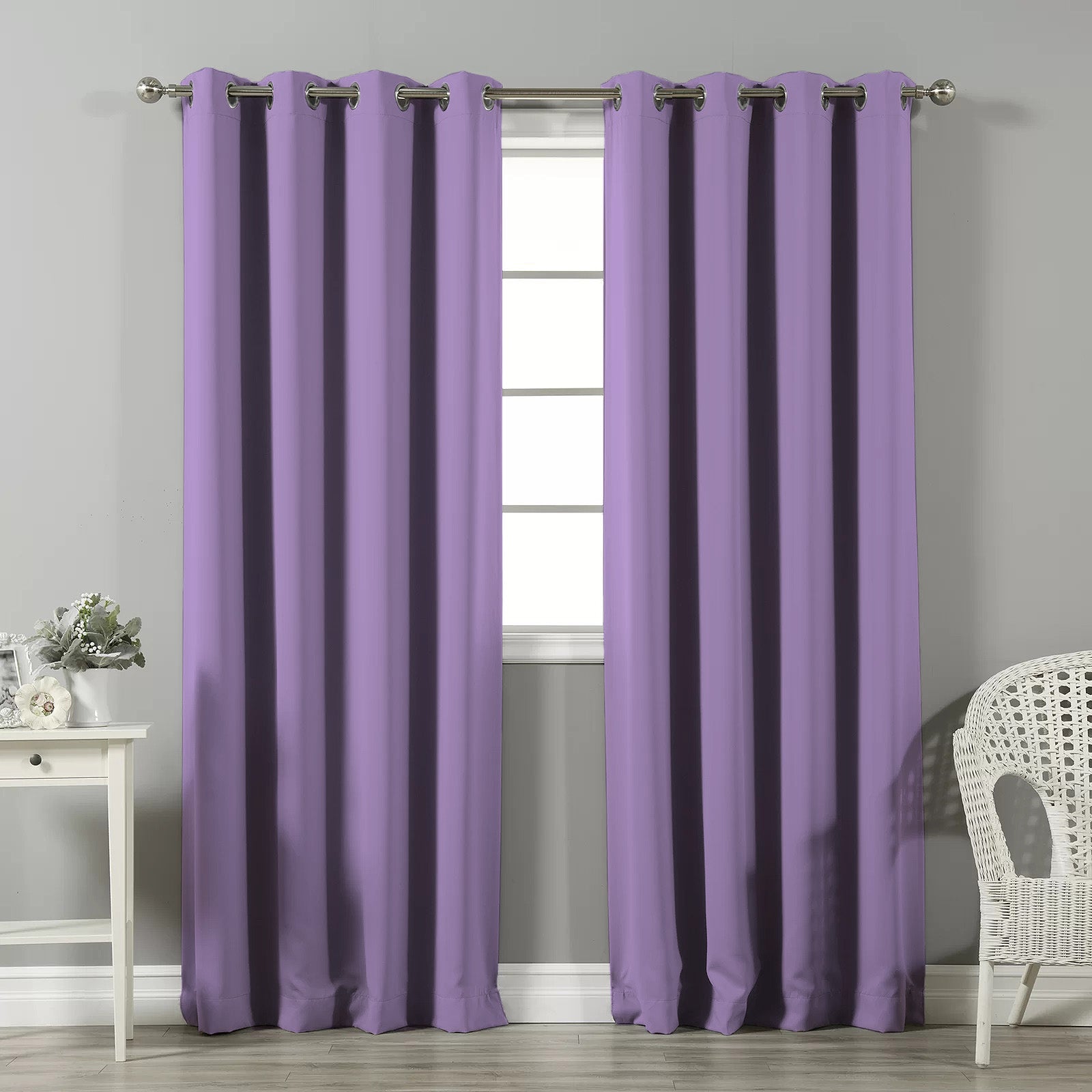 Jacquard Room Darkening Curtains in Heather Purple Set Of 2 - (P20)