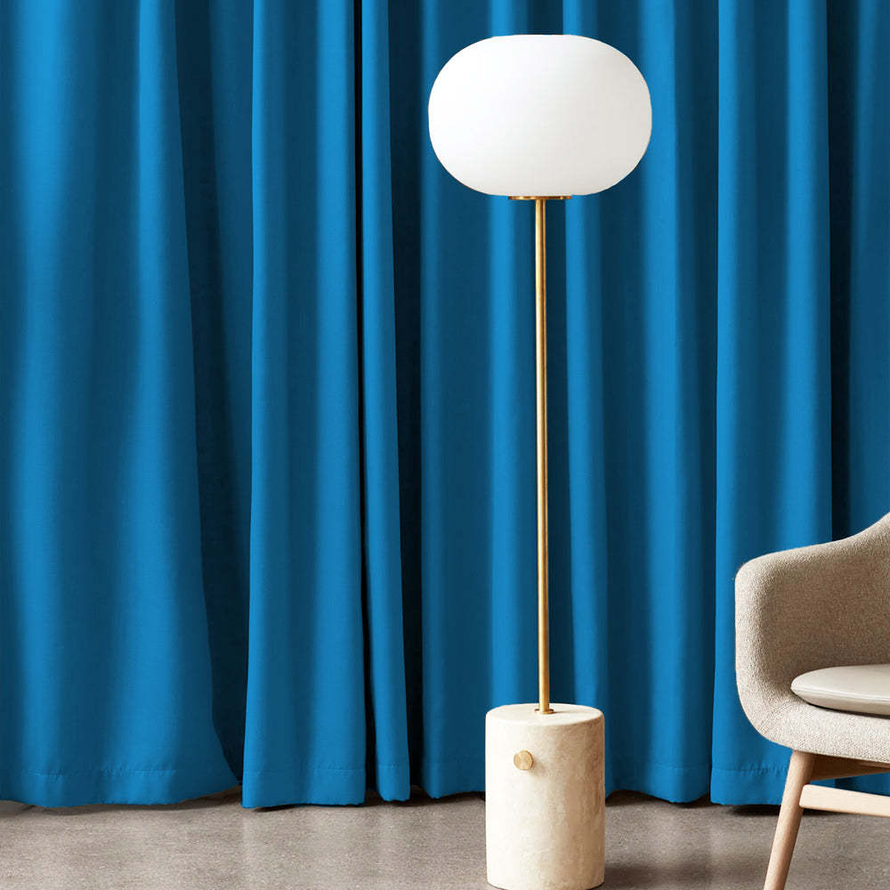 Jacquard Room Darkening Curtains in Pacific Point Blue Set Of 2 - (P200)