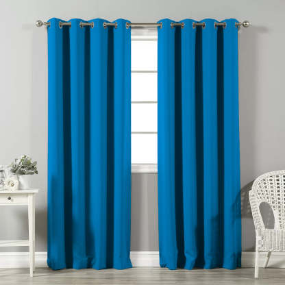 Jacquard Room Darkening Curtains in Pacific Point Blue Set Of 2 - (P200)