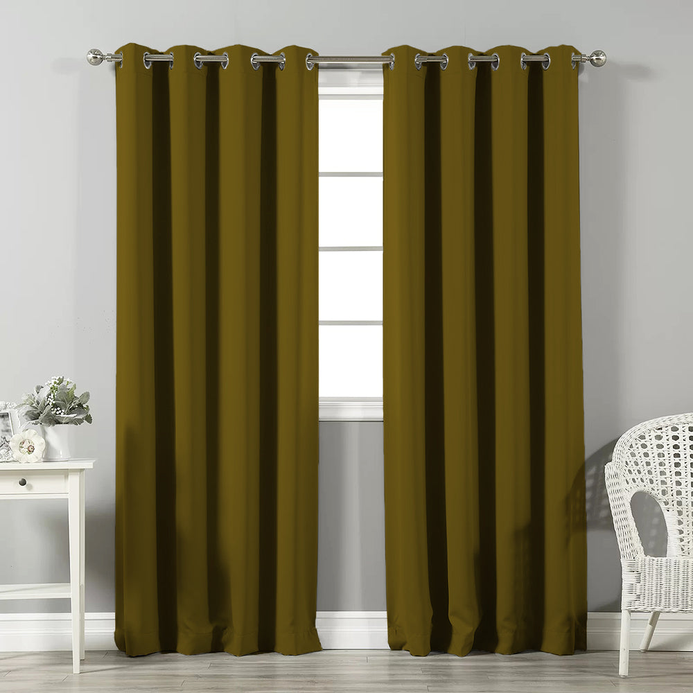 Jacquard Room Darkening Curtains in Army Fatigues Green Set Of 2 - (P202)