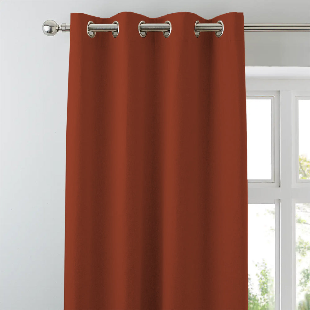 Jacquard Room Darkening Curtains in Smoky Umber Brown Set Of 2 - (P204)