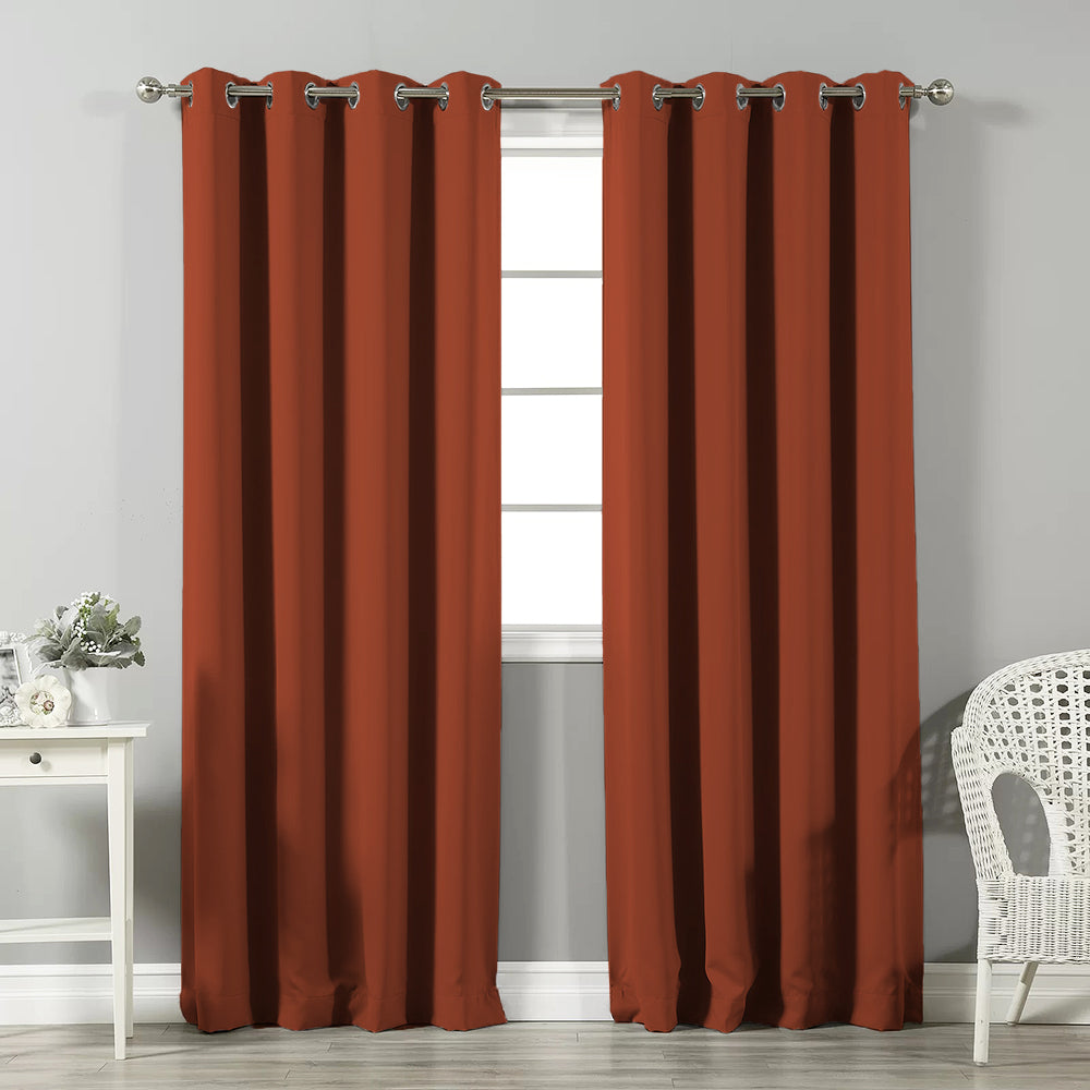 Jacquard Room Darkening Curtains in Smoky Umber Brown Set Of 2 - (P204)