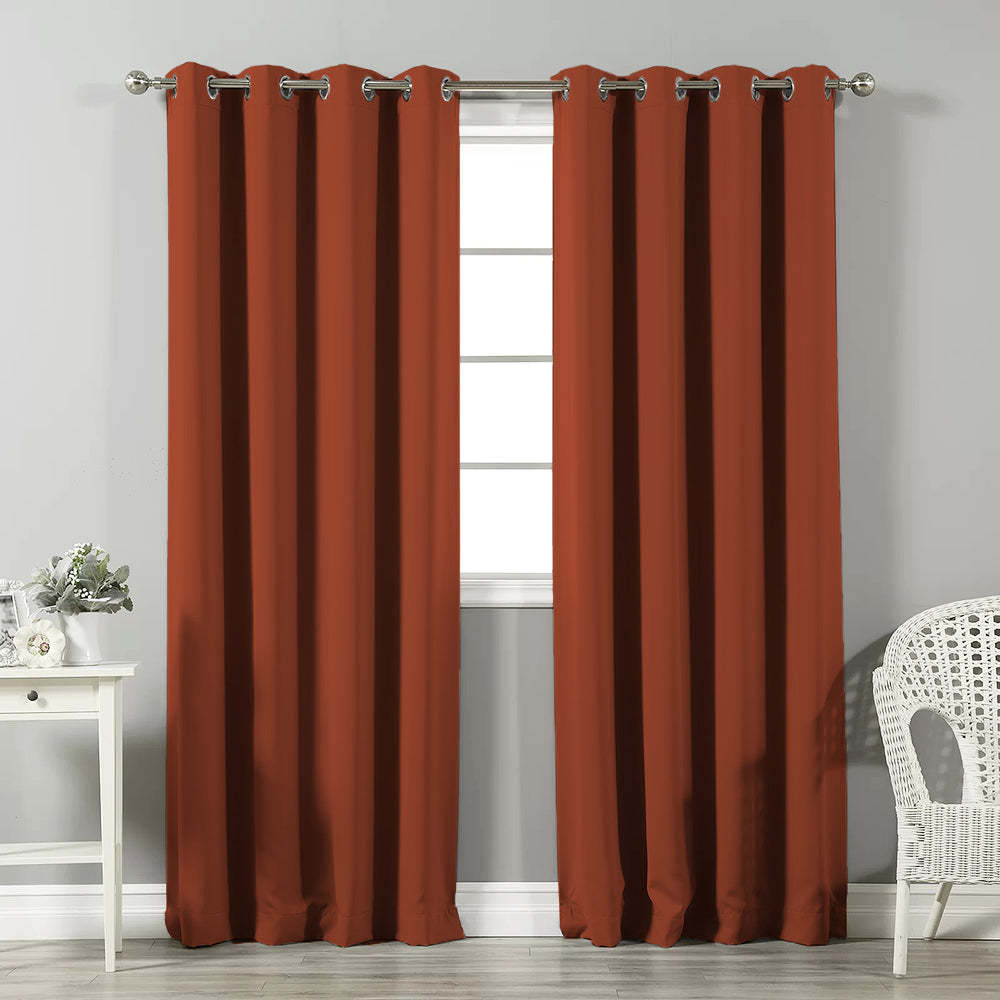 Jacquard Room Darkening Curtains in Smoky Umber Brown Set Of 2 - (P204)