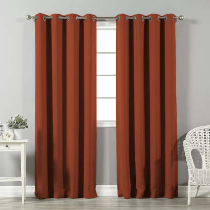 Jacquard Room Darkening Curtains in Smoky Umber Brown Set Of 2 - (P204)