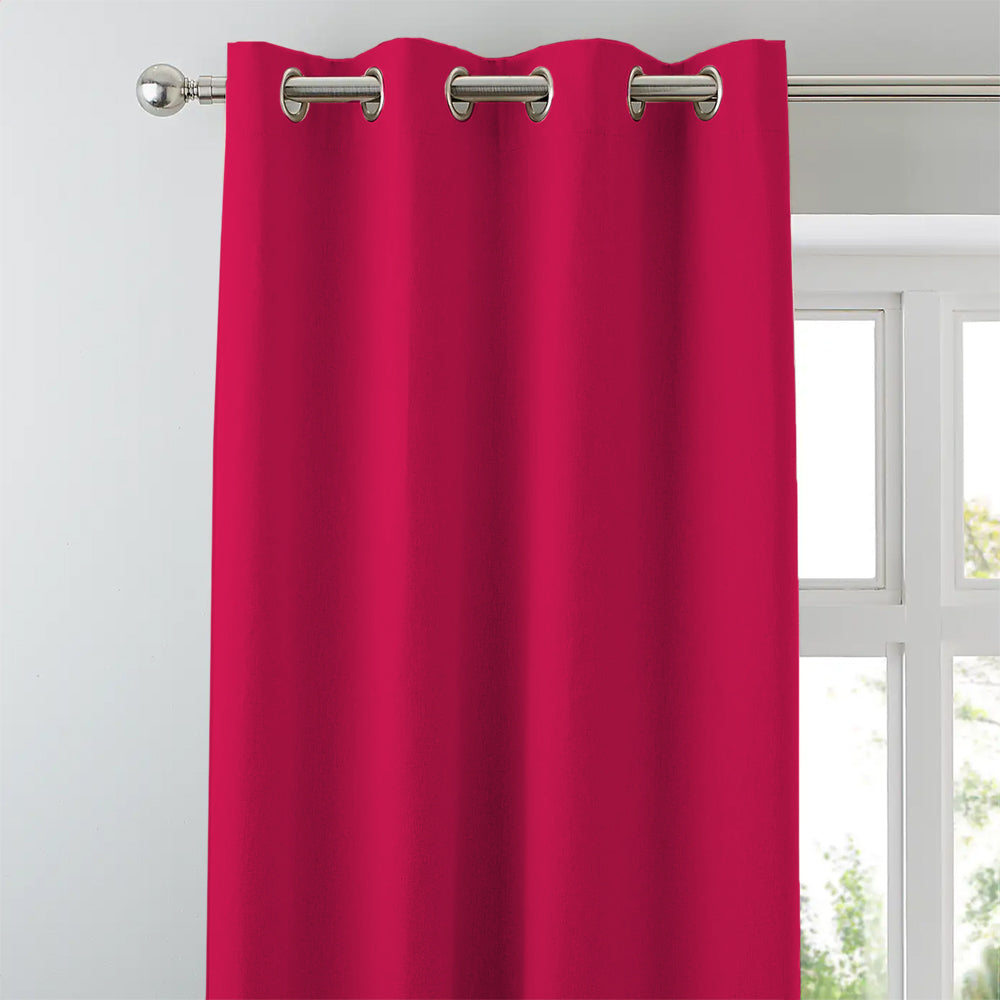 Jacquard Room Darkening Curtains in Ruby Red Set Of 2 - (P205)