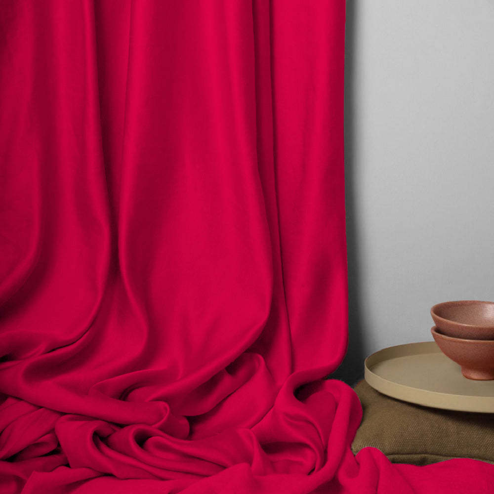 Jacquard Room Darkening Curtains in Ruby Red Set Of 2 - (P205)