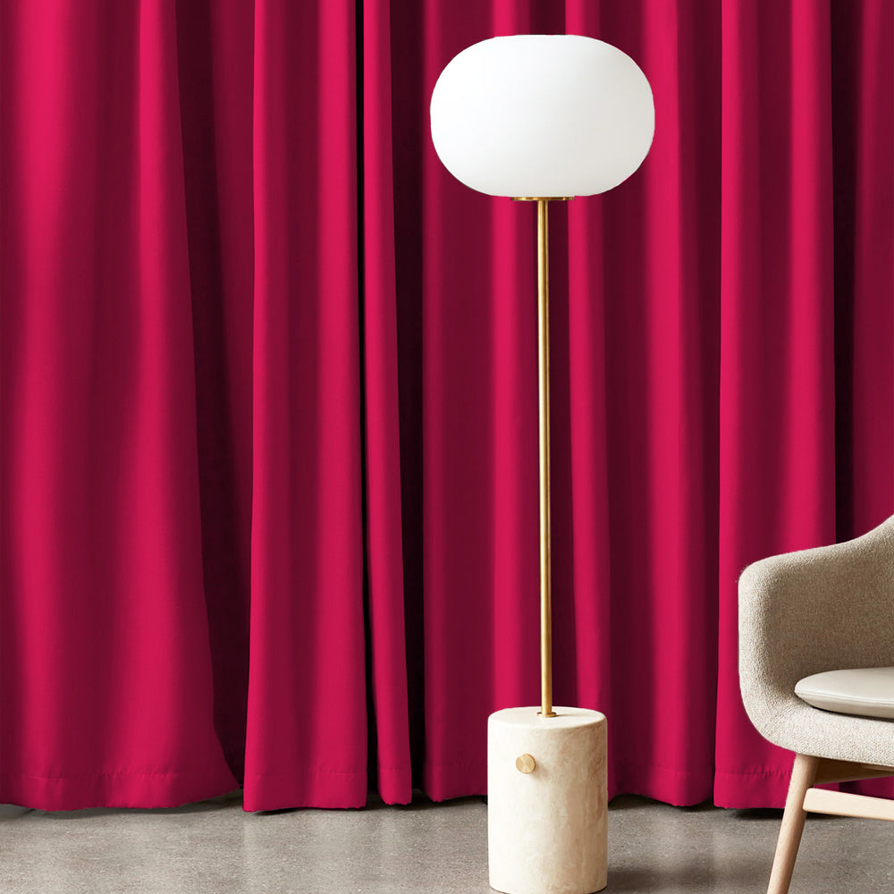 Jacquard Room Darkening Curtains in Ruby Red Set Of 2 - (P205)