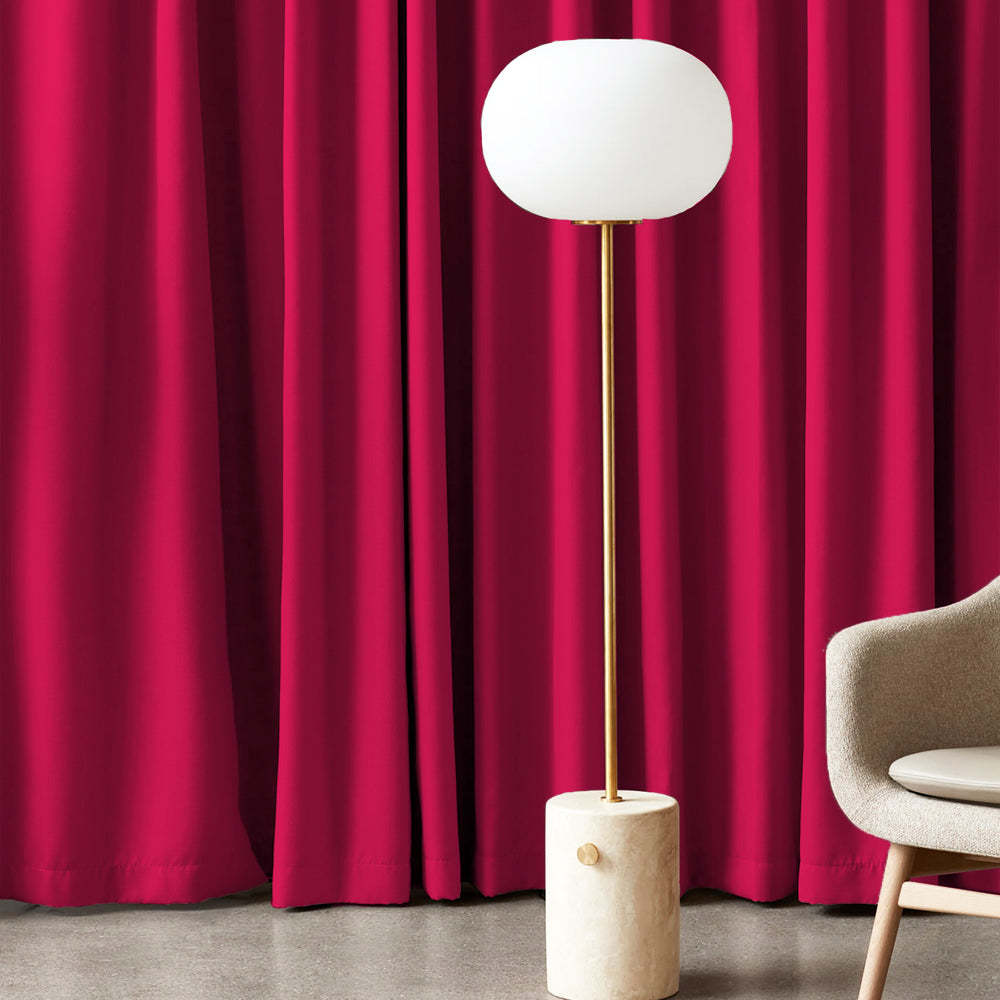 Jacquard Room Darkening Curtains in Ruby Red Set Of 2 - (P205)