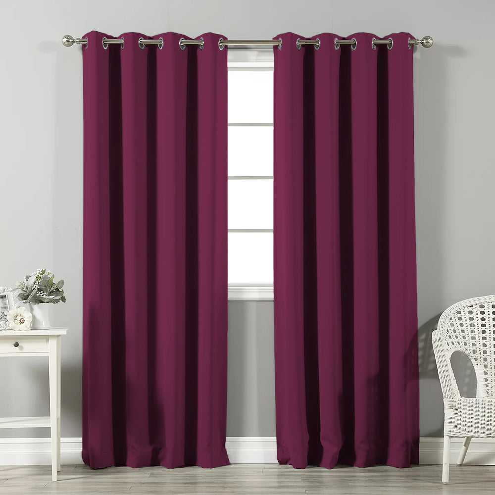 Jacquard Room Darkening Curtains in Burnt Burgundy Set Of 2 - (P206)