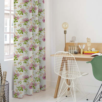 Feral Florals Floral Pink Heavy Satin Room Darkening Curtains Set Of 2 - (DS206C)
