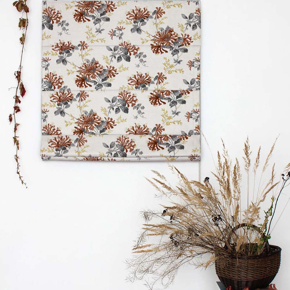 Feral Florals Floral Maroon Satin Roman Blind (DS206F)