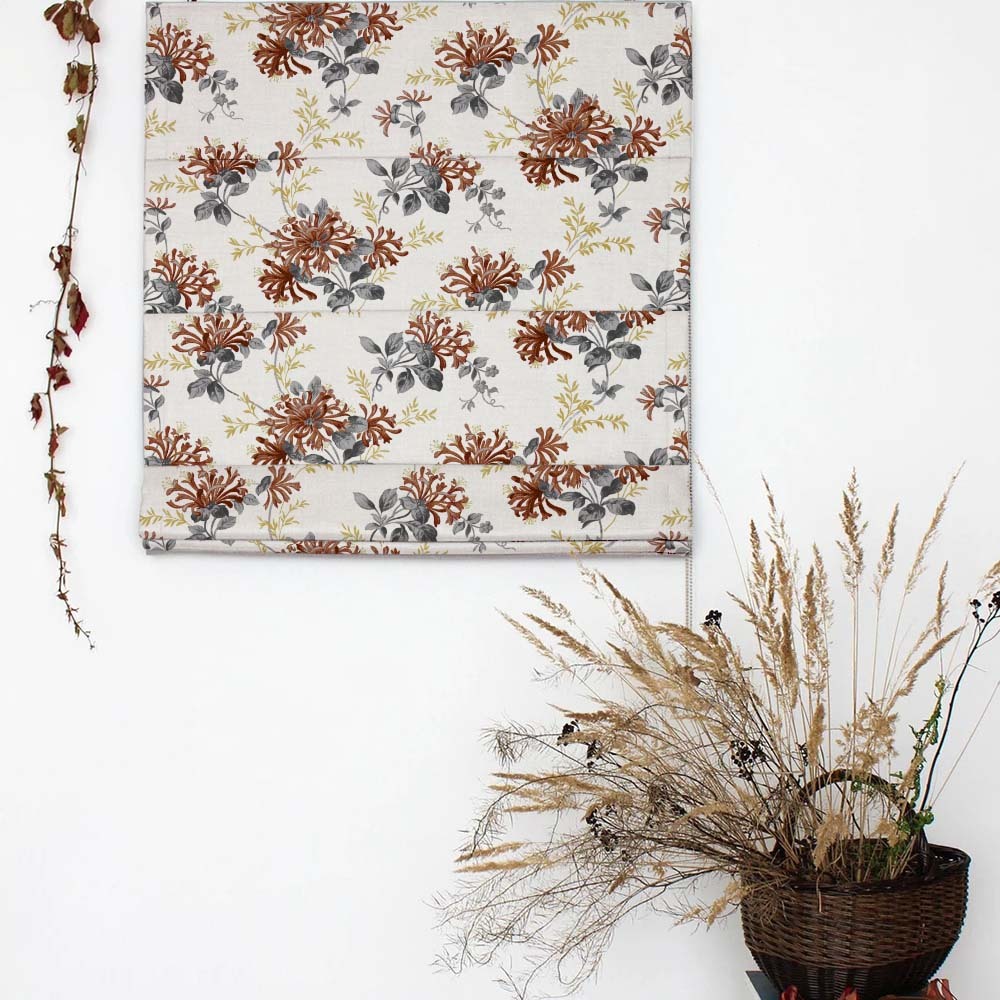 Feral Florals Floral Maroon Satin Roman Blind (DS206F)