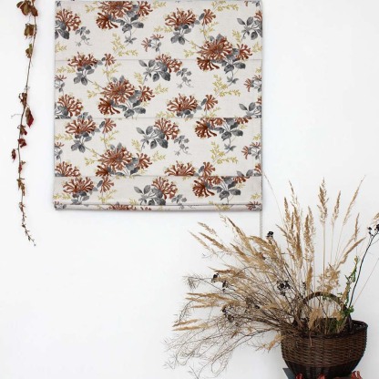 Feral Florals Floral Maroon Satin Roman Blind (DS206F)