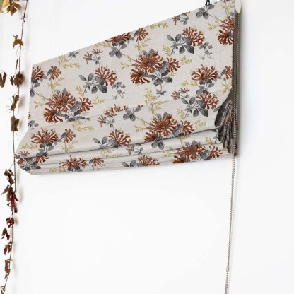 Feral Florals Floral Maroon Satin Roman Blind (DS206F)