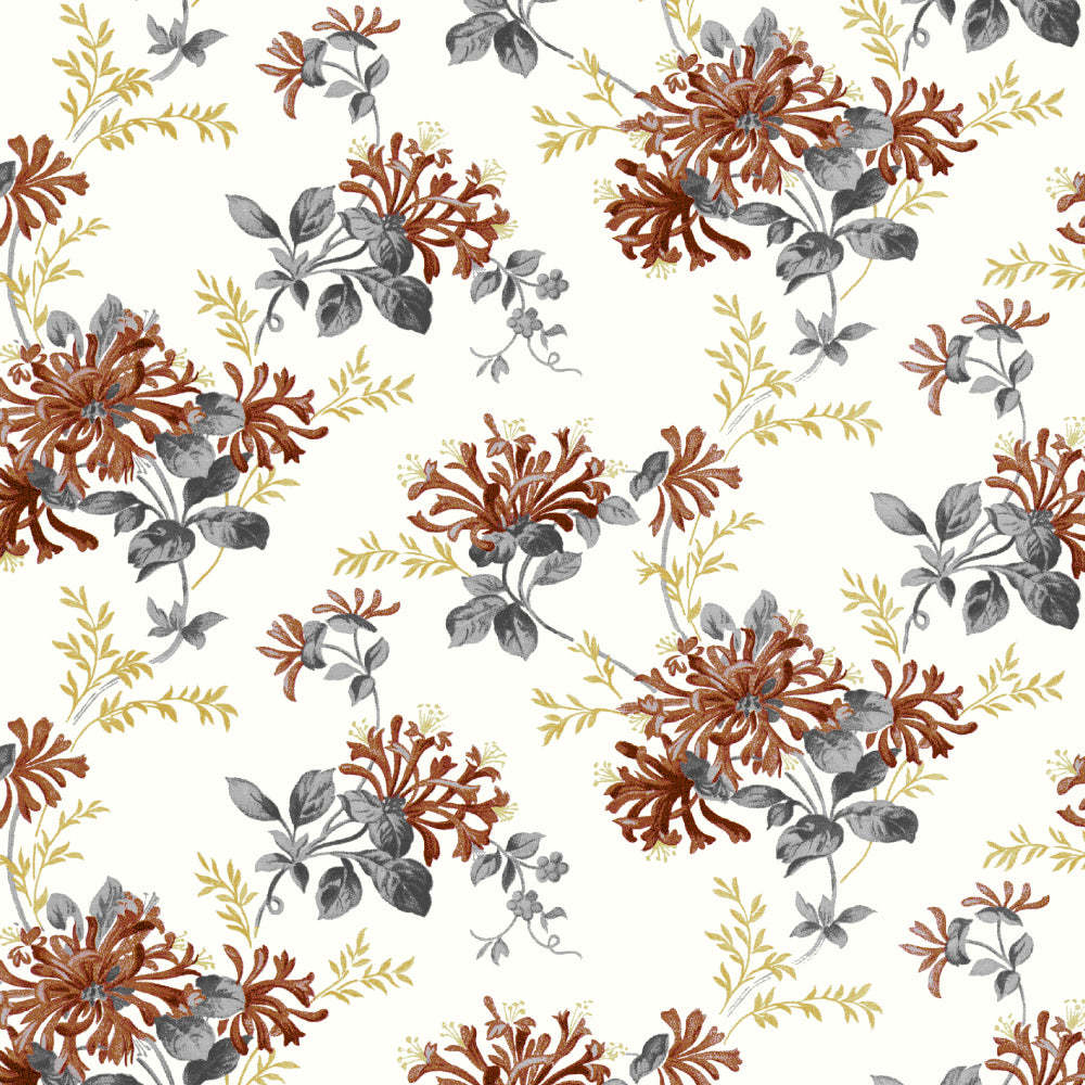 Feral Florals Floral Maroon Heavy Satin Room Darkening Curtains Set Of 2 - (DS206F)