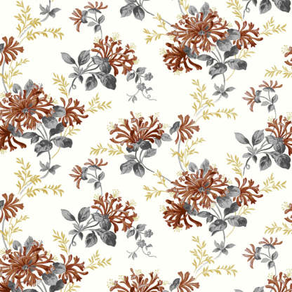 Feral Florals Floral Maroon Heavy Satin Room Darkening Curtains Set Of 2 - (DS206F)