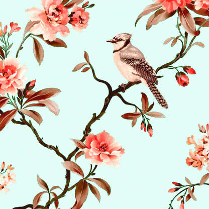 Blossoming Wings Floral Ruby Red Heavy Satin Blackout Curtains Set Of 2 - (DS207F)