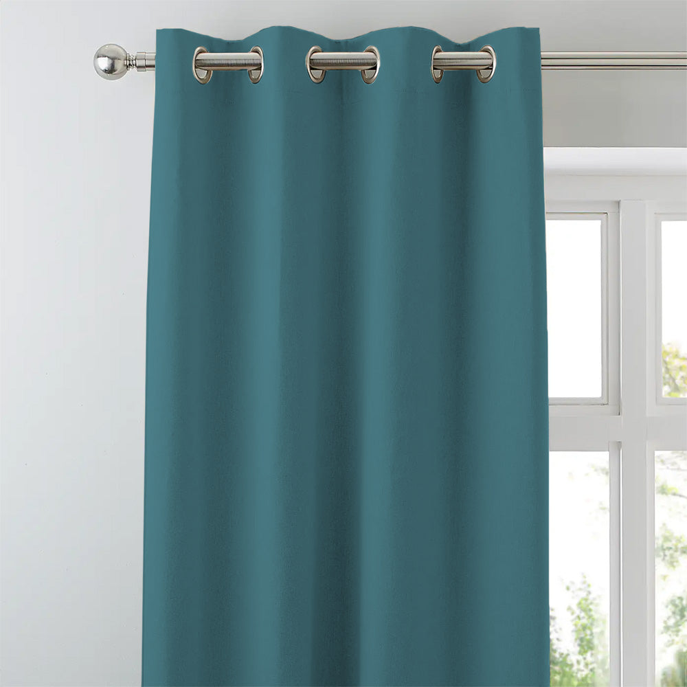 Jacquard Room Darkening Curtains in Pine Blue Set Of 2 - (P21)